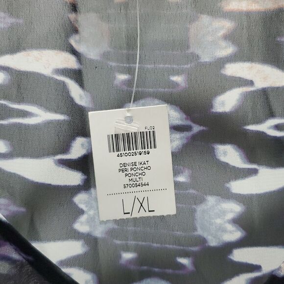 NWT Chicos Blue,Black,Rust  Shawl Poncho Size L/XL Boho Festival Spring - Picture 3 of 5